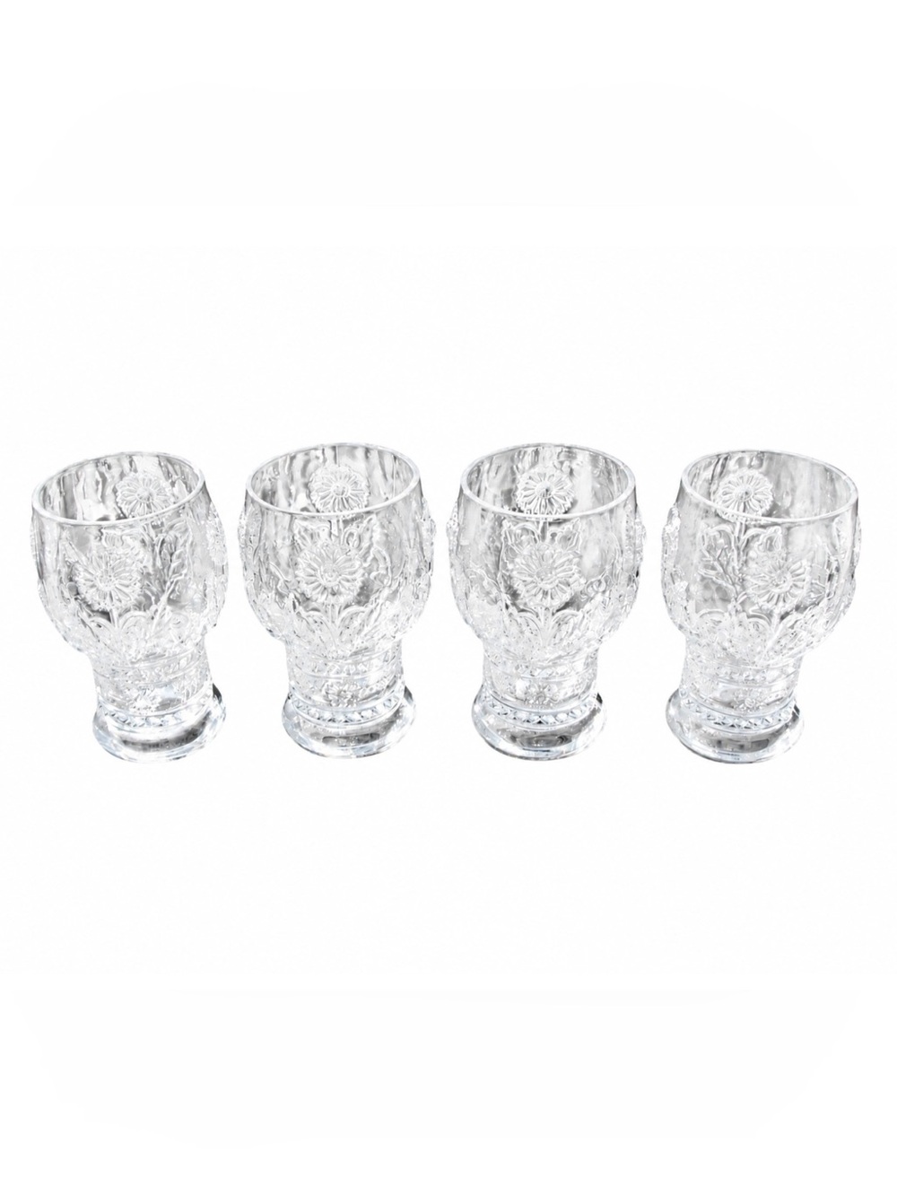 Anthropologie Retired Helianthus Water Goblet Clear Glasses Set of (4)